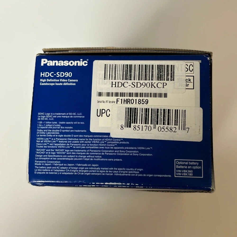 Panasonic HDC-SD90 Full HD 1080p Camcorder 3D Compatible Black SD90KCP OPEN BOX